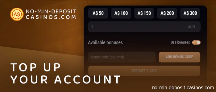 Deposit A$1 at online casinos