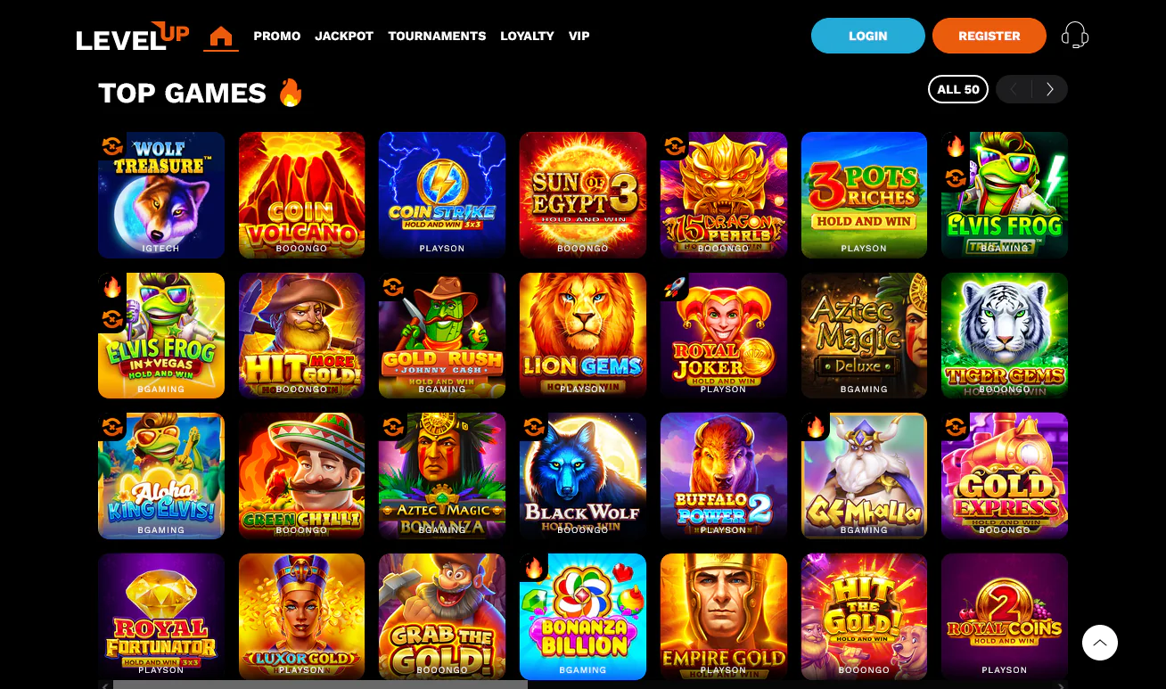 Casino Games Section at Level Up Casino Australia