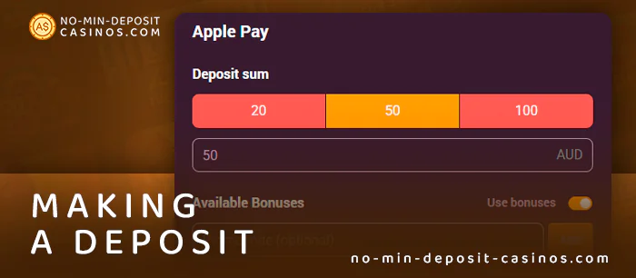 Choose Apple Pay and make a deposit at an online casino