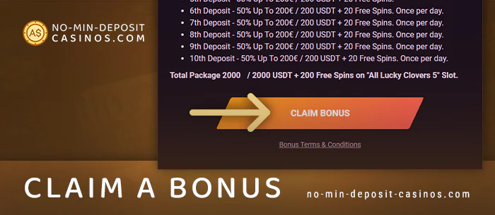 Activate bonus before deposit at no minimum dep online casinos