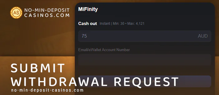 Make a withdrawal request at an online casino