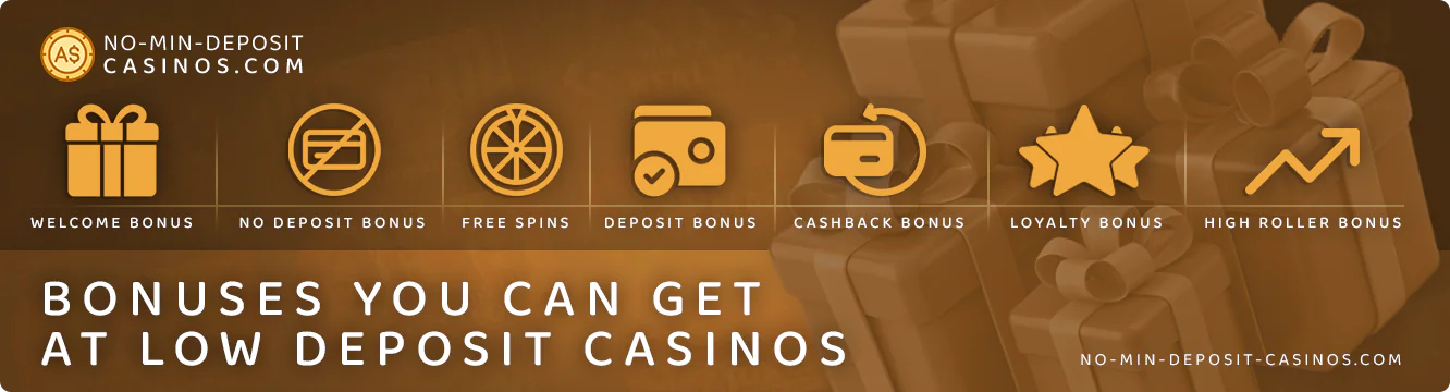 Examples of actual bonuses in casinos with min deposit